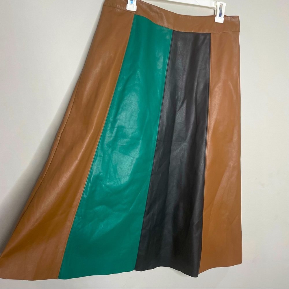 Multi-colored asymmetric skirt
